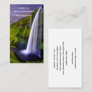 Carte De Visite Photo de cascade islandaise verte et naturelle