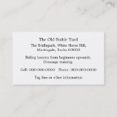 Carte De Visite Photo de cheval de dressage (Dos)