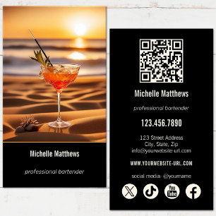 Carte De Visite Photo de cocktail moderne Barman professionnel