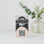 Carte De Visite Photo de code QR beige moderne (Debout devant)