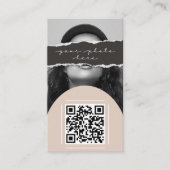 Carte De Visite Photo de code QR beige moderne (Devant)