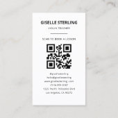 Carte De Visite Photo de code QR de professeur de violon (Dos)