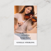 Carte De Visite Photo de code QR de professeur de violon (Devant)