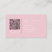Carte De Visite Photo de code QR de technicienne en onglerie rose (Dos)