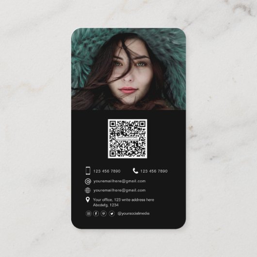 Carte De Visite Photo de code QR moderne tendance (Dos)