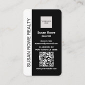 Carte De Visite Photo de code QR noir et blanc moderne (Devant)
