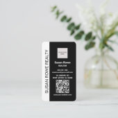 Carte De Visite Photo de code QR noir et blanc moderne (Debout devant)