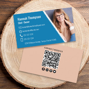 Carte De Visite Photo de code QR personnalisé moderne   Connectez-