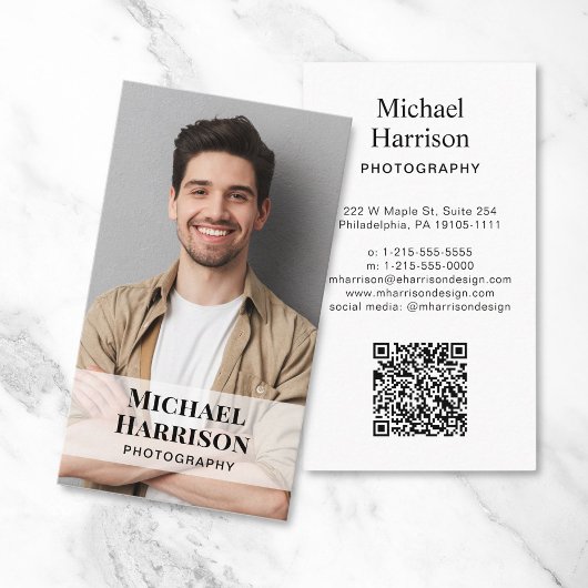 Carte De Visite Photo de code QR professionnel