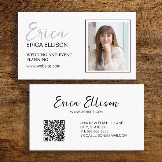Carte De Visite Photo de code QR professionnel moderne et élégant