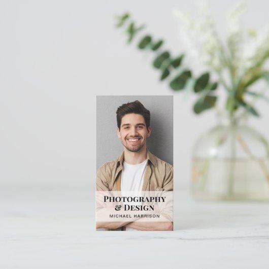 Carte De Visite Photo de code QR professionnel noir (Debout devant)