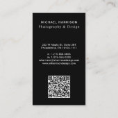 Carte De Visite Photo de code QR professionnel noir (Dos)