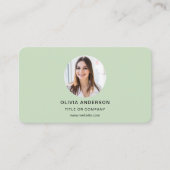 Carte De Visite Photo de code QR vert sauge (Devant)