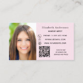 Carte De Visite Photo de fleurs blanches roses logo QR (Dos)