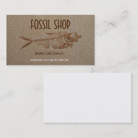 Carte De Visite Photo de Fossile de poisson de grès (Devant / Derrière)