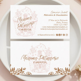 Carte De Visite Photo de gâteau et de cupcake de pâtisserie frança