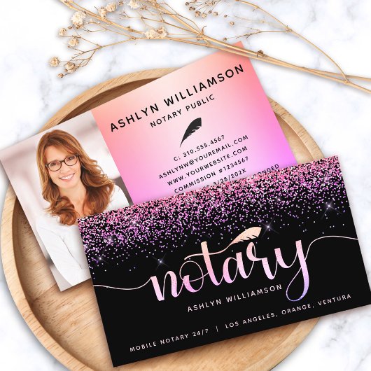 Carte De Visite Photo de l'agent de prêt Noir rose pourpre Parties