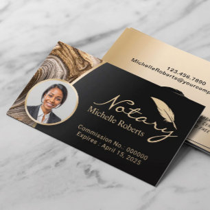 Carte De Visite Photo de l'agent de signature de prêt notaire Gold