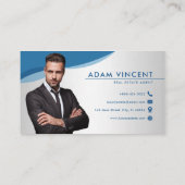 Carte De Visite Photo de l'agent immobilier professionnel Blue & G (Dos)