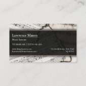 Carte De Visite Photo de l'enseignant de musique Sheet Music - Car (Dos)