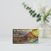 Carte De Visite Photo de location de Cabine Rustic Log (Debout devant)