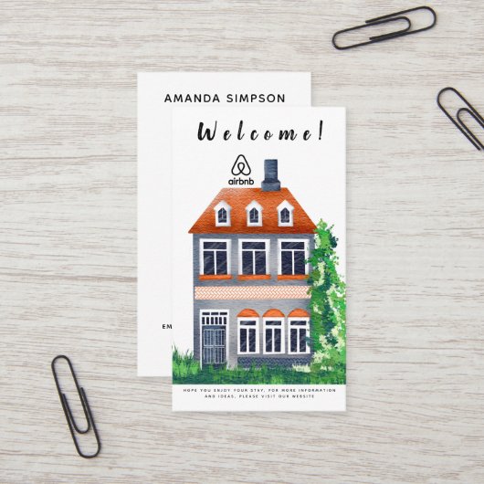 Carte De Visite Photo de location de maison et logo Airbnb (Devant/Arrière en situation)