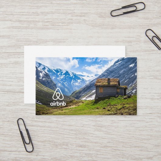 Carte De Visite Photo de location de maison et logo Airbnb (Devant/Arrière en situation)