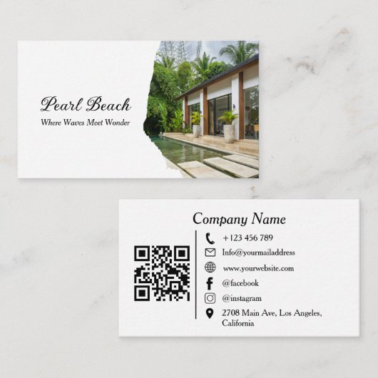 Carte De Visite Photo de location de vacances avec code QR de mais (Devant / Derrière)