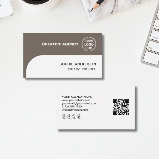Carte De Visite Photo de logo moderne QR Creative Agency