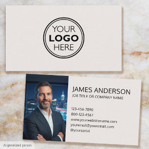 Carte De Visite Photo de logo professionnel minimaliste blanc cass