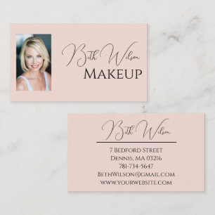 Carte De Visite Photo de maquillage d'affaires de beauté rose élég