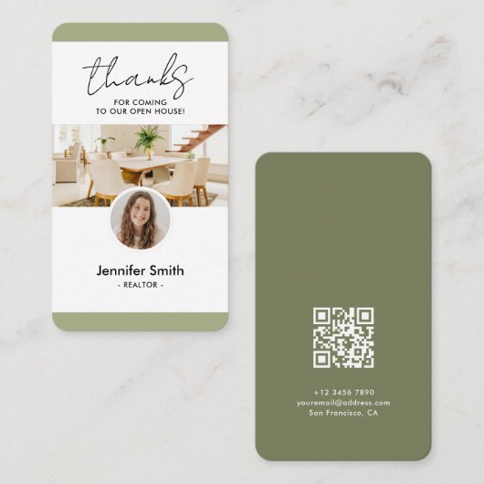 Carte De Visite Photo de marketing immobilier moderne Code QR (Devant / Derrière)