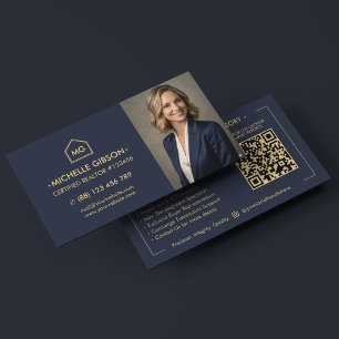Carte De Visite Photo de marketing professionnel bleu élégant pour