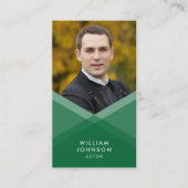 Carte De Visite Photo de médias sociaux géométriques vert violet (Devant)