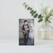 Carte De Visite Photo de musicien professionnel QR Code noir et bl (Debout devant)