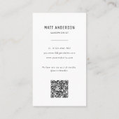 Carte De Visite Photo de musicien professionnel QR Code noir et bl (Dos)