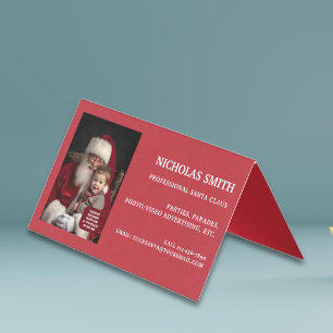 Carte De Visite Photo de Noël professionnelle du Père Noël pliée