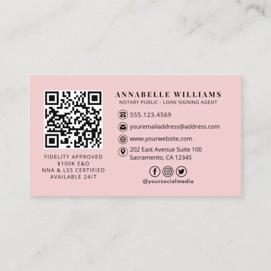 Carte De Visite Photo de notaire du code QR moderne (Dos)
