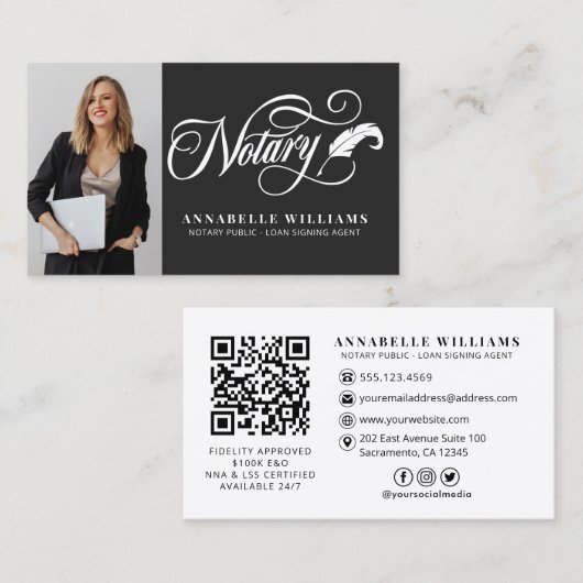 Carte De Visite Photo de notaire du code QR moderne (Devant / Derrière)