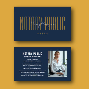 Carte De Visite Photo de notaire public en or moderne marine