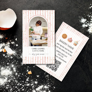 Carte De Visite Photo de Pâtissier en arc moderne rosePâtisserie C