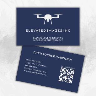 Carte De Visite Photo de pilote de drone aérien QR Code Marine Bla