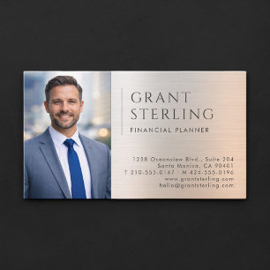 Carte De Visite Photo de planificateur financier métallisé