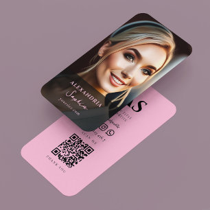 Carte De Visite Photo de portrait professionnel esthétique rose
