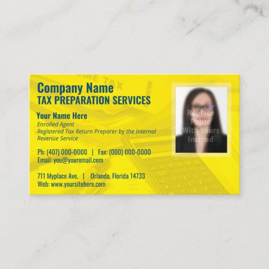 Carte de visite photo de préparation fiscale (Prép (Devant)