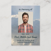 Carte De Visite Photo de prière commémorative chrétienne Ciel céle (Devant)