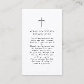 Carte De Visite Photo de prière commémorative simple et élégante (Dos)