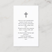 Carte De Visite Photo de prière funéraire moderne et simple (Dos)