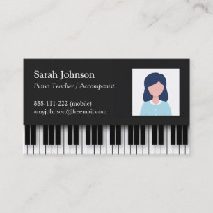 Carte De Visite Photo de professeur de piano professionnel moderne