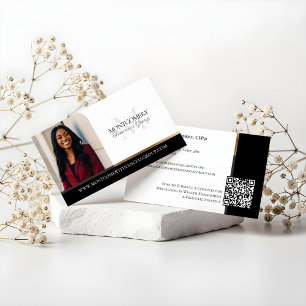 Carte De Visite Photo de professionnel financier à monogramme mini